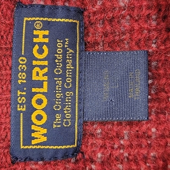 Woolrich Ruby Red All Over Design Wool Zip Up Sweater Cardigan Large - Picture 4 of 10